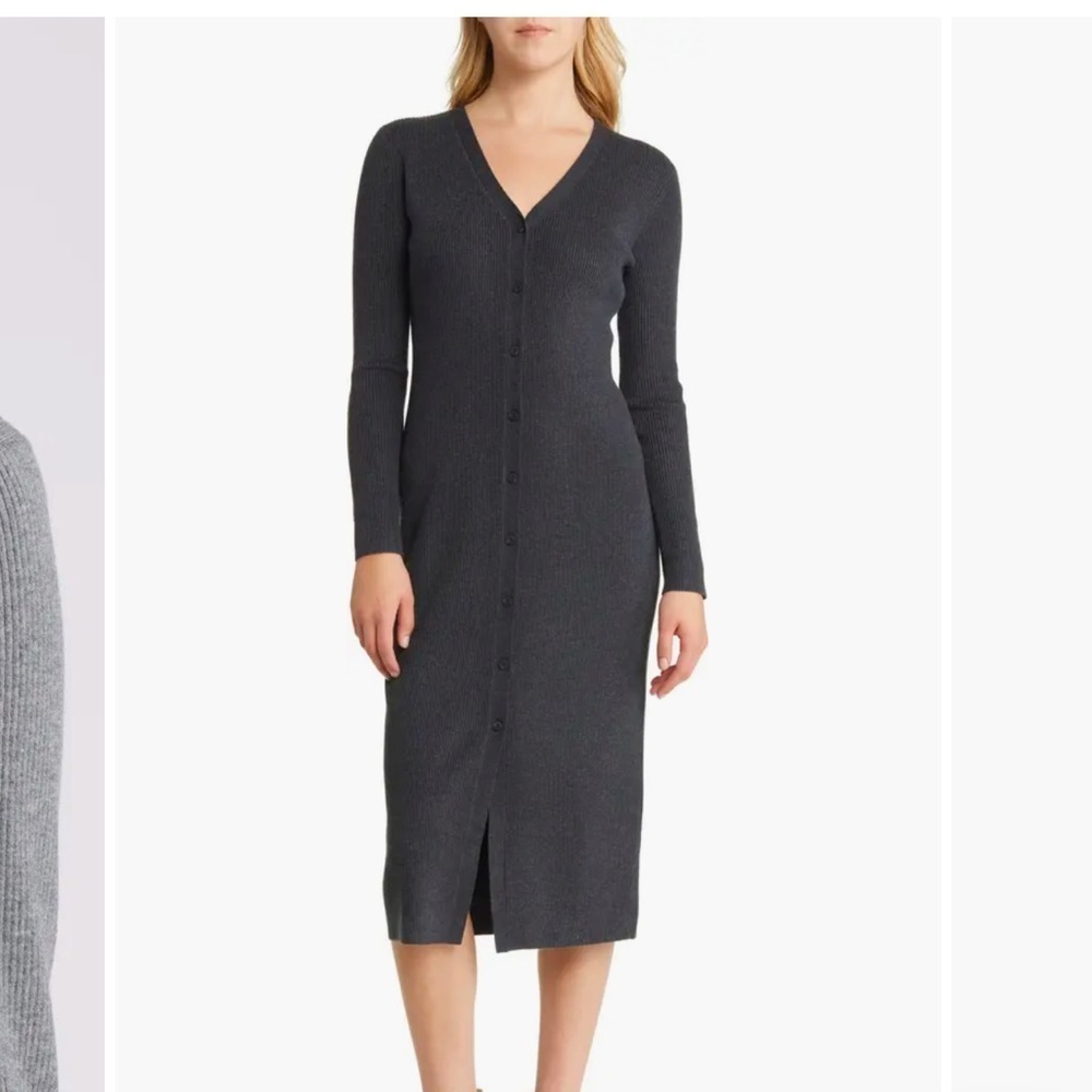 NWT Long Sleeve V Neck button up dress by Caslon Size Medium